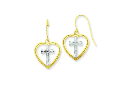 Fashionable Heart Shape Dangle Cross Earring